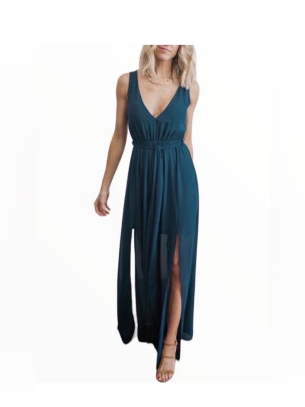 Baltic Born « Hera » Maxi Dress (Peacock) Dark Teal - Picture 4 of 4